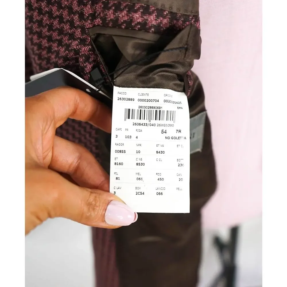 $1,995 CORNELIANI - Pink Houndstooth *17,25 Microns* Blazer - 44R